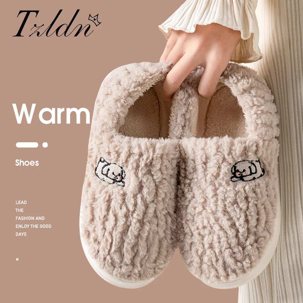 Cocy -Cotton Slippers for Women Suitable for Home Use Indoor Anti Slip Confinement Shoes Thick Soled Warm for Couples Men Slippers