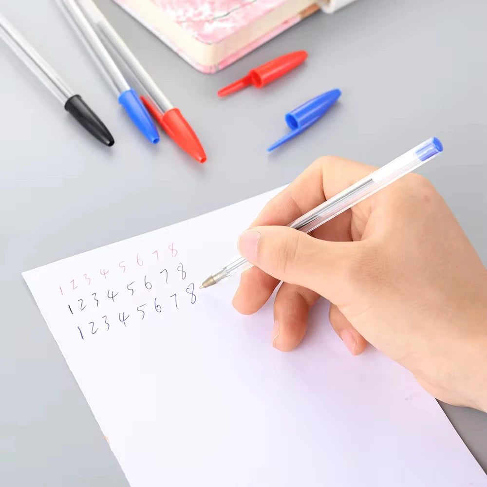 50/100Pcs Ballpoint Pens 1.0mm Blue Black Plastic Ball Point Pen Student Gift School Office Supplies Long Lasting Smooth Writing