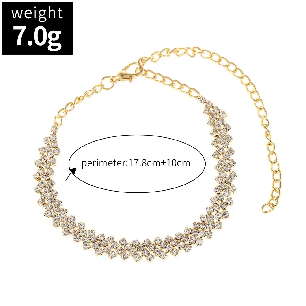 TWINKA - 
Fashion Shining Lozenge Chain Anklet for Women Fashion Silver Color Summer Beach Ankle Bracelet Barefoot Sandals Foot Jewelry