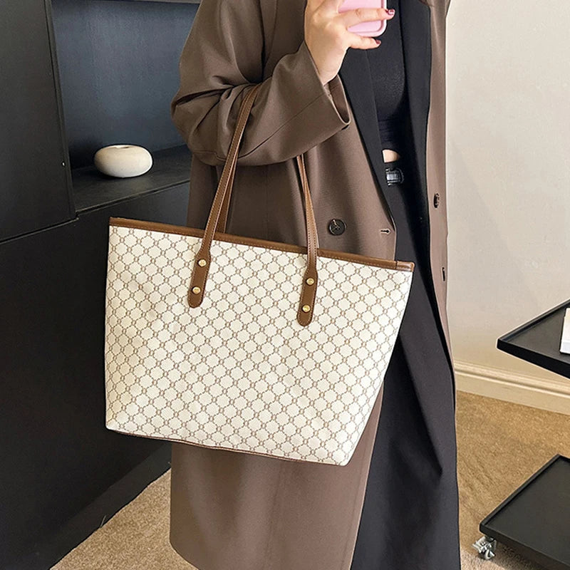 TOVA - 
Large Capacity Shoulder Bag Women's PU Leather Handbag for Commuting and Casual Use Versatile Tote Bag