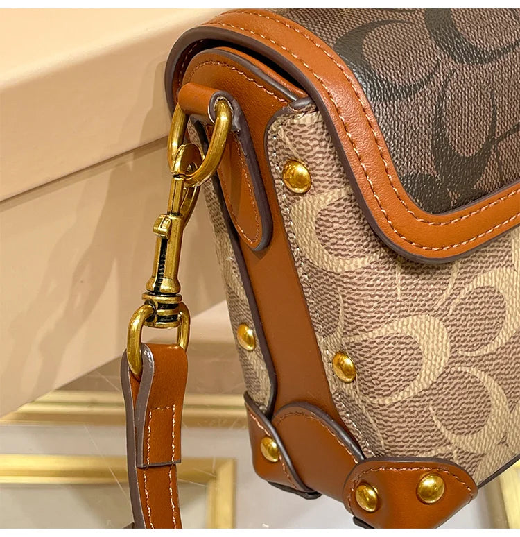 ÉLON - 
New minimalist and fashionable small handbag, contrasting color women's bag, high-end carriage crossbody bag, portable box bag