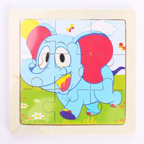 9 Pieces Wooden Puzzle Cartoon Dinosaur Transportation Montessori 3d Puzzle Game Early Learning Educational Toys for Children