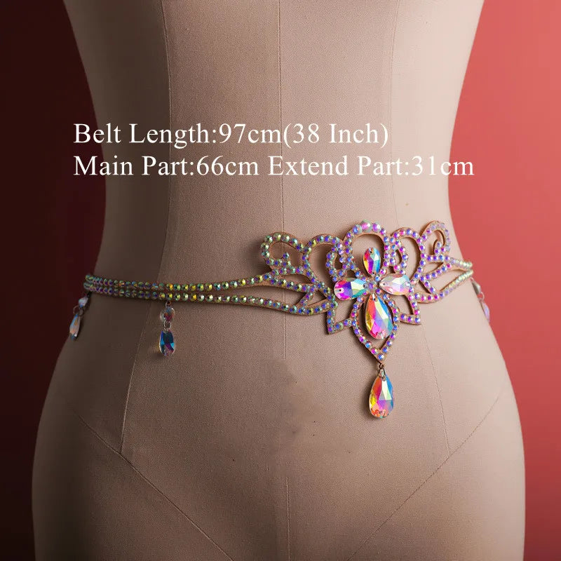 Lumaira - 
Sparkle Belly Dance Waist Chain Belt Shine Layered Rhinestone Body Jewelry Accessories Bikini Chain Adjusyable for Women Girls