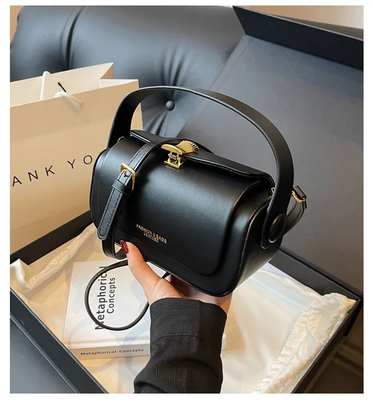 AVEN - 
Classic Black Shoulder Bag Women's Versatile Retro Crossbody Square Bags 2024 New Large Capacity Textured Leather Flap Handbags