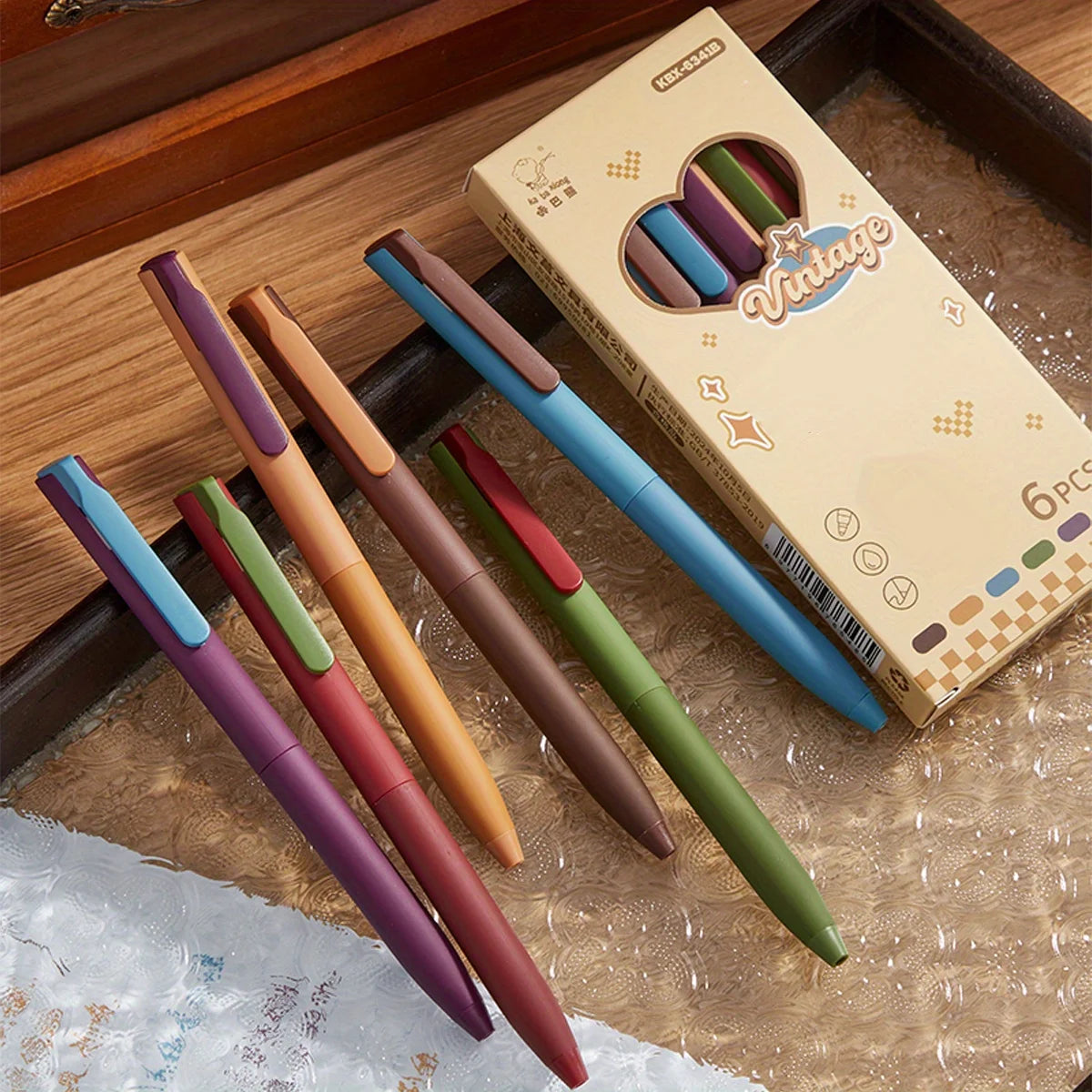 6-Color Gel Pen Set 0.5mm Fine Point Quick-Dry Smooth Writing Ballpoint Pens for Diary Drawing Learning Office Study Stationery