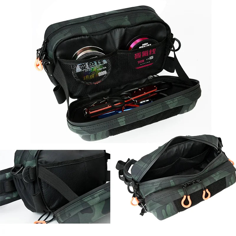 Hardshell  - Fishing Bag Lure Tackle Backpack Men Case with Fihsing Rold Holder Tactical Tool Storage Fish Waist Chest Camping Bag