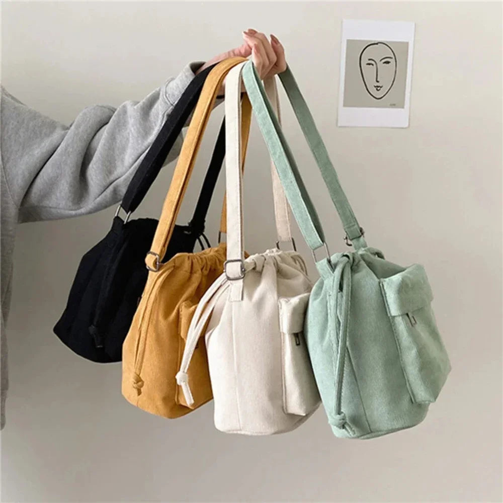 LIVI - 
2025 New Women Bag Middle Shoulder Bag Korean Style Drawstring Bucket Bag Casual Light Youth Crossbody Bag Whole Sale