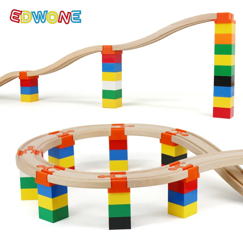 Wooden Train Track Connector Railway Rails Accessories Fit Thomas Train Road Connector Wood Railway Bridge Boys Birthday Gifts