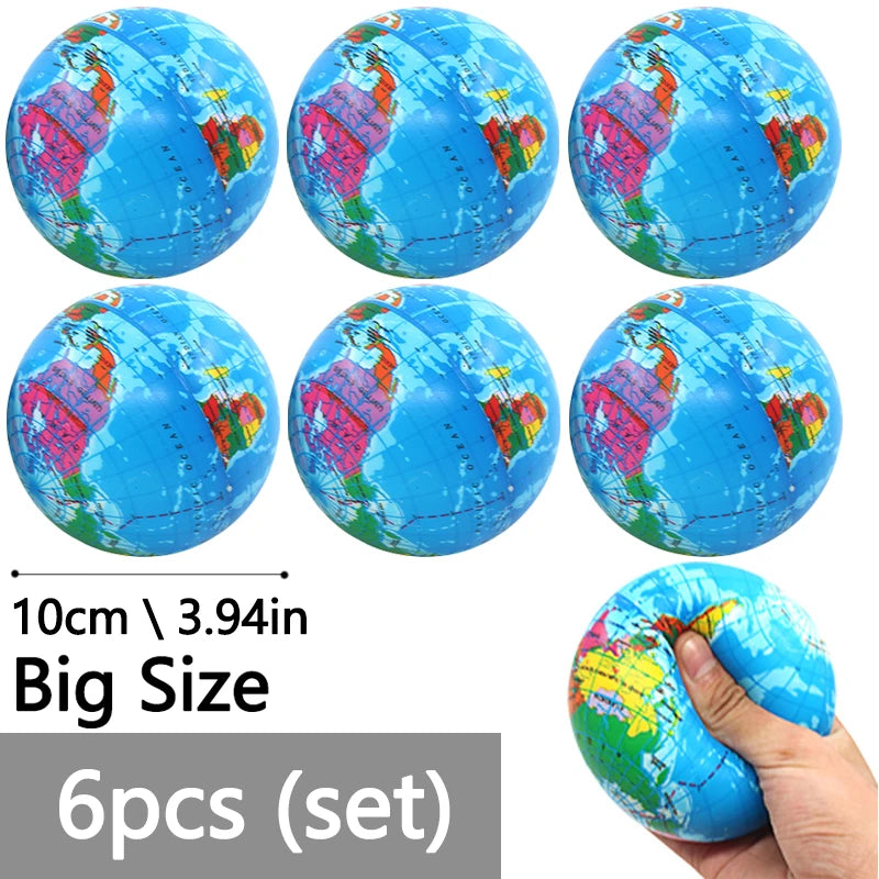 Mini World Earth Stress Balls Children Toy Foam Planet PU Globe Squeezable Balls Finger Exercise Educational Stress Relief Toys