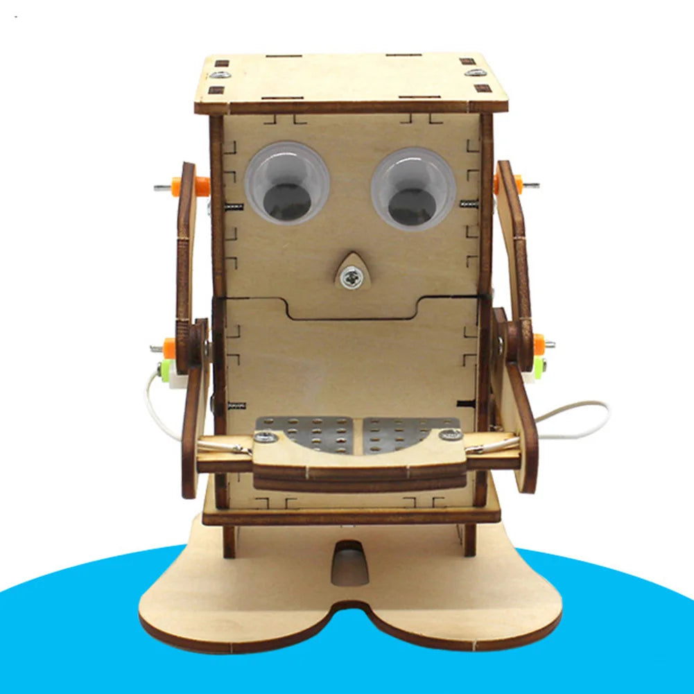Robot Eating Coin Wood DIY Model Teaching Learning Stem Project for Kid Science Education Experiment Education Toy Assemble Kit