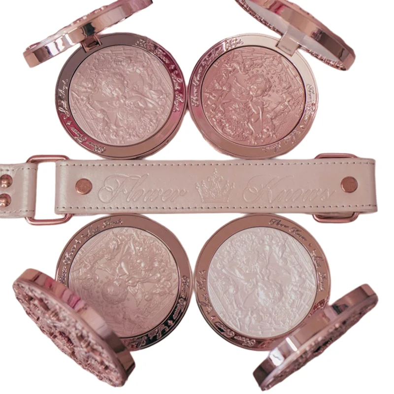 Angelique - 
Flower Knows Little Angel Embossed Face Highlighter Palette Diamond Glitter 3D Contour Waterproof Long-lasting Makeup Shimmer 8g