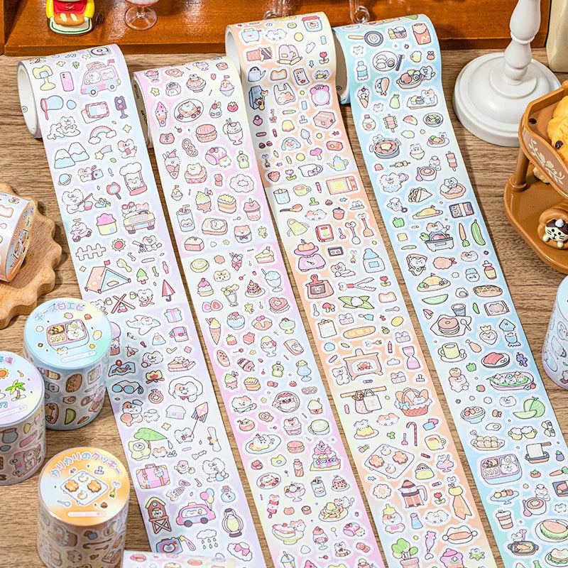 Mr. Paper, 200cm/roll，Cartoon Mini Cute Food Pattern Sticker，Scrapbook Phone Case Notebook Diary Decoration Stationery Sticker