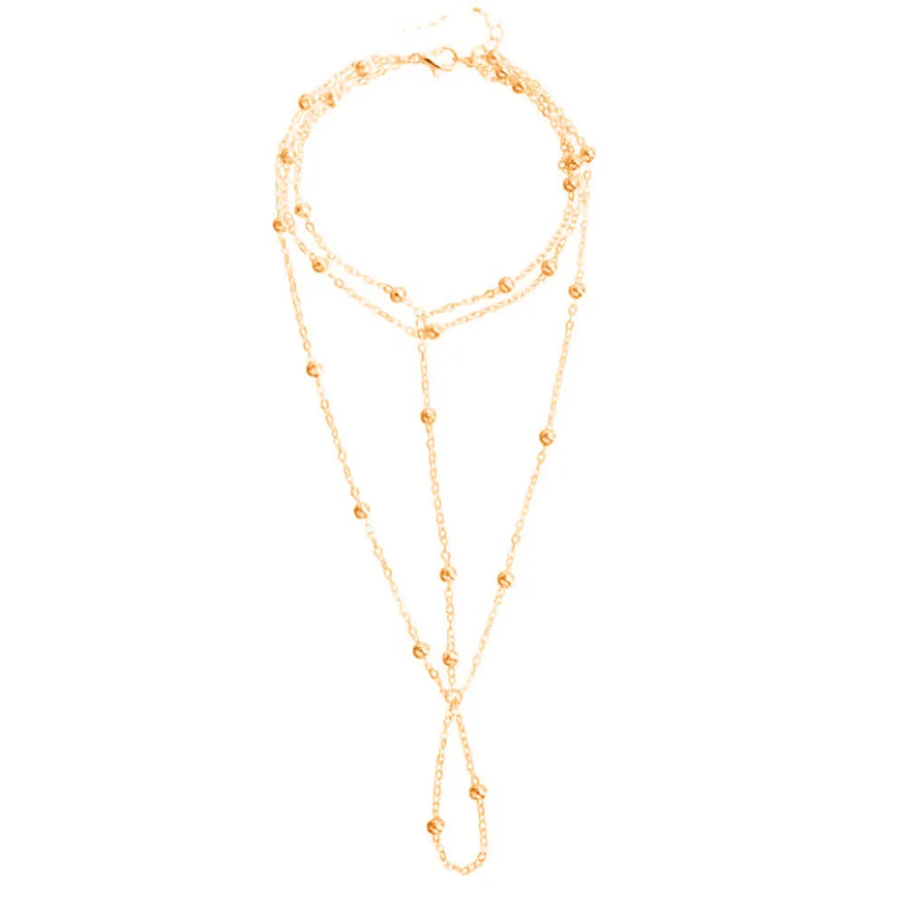 ISLÉA - 
1 simple and stylish multi-layer bead alloy women's ankle chain suitable for parties gatherings beach vacations daily wear