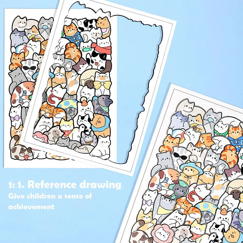 50pcs Wooden Cat Puzzles Animal Wooden Puzzle Stacking Toys Educational Puzzle For Kid Boys Girls Gifts Decoration Painting