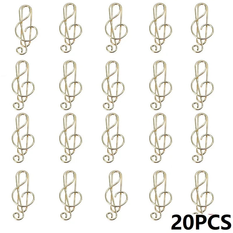 20PCS Music Theme Paper Clips Metal Office Cute Binder Kawaii Stationery Decorative Clips for Organizing And Decoration