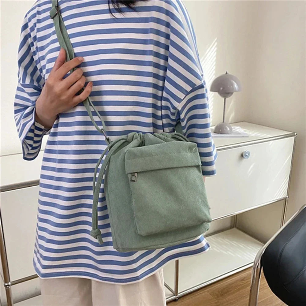LIVI - 
2025 New Women Bag Middle Shoulder Bag Korean Style Drawstring Bucket Bag Casual Light Youth Crossbody Bag Whole Sale