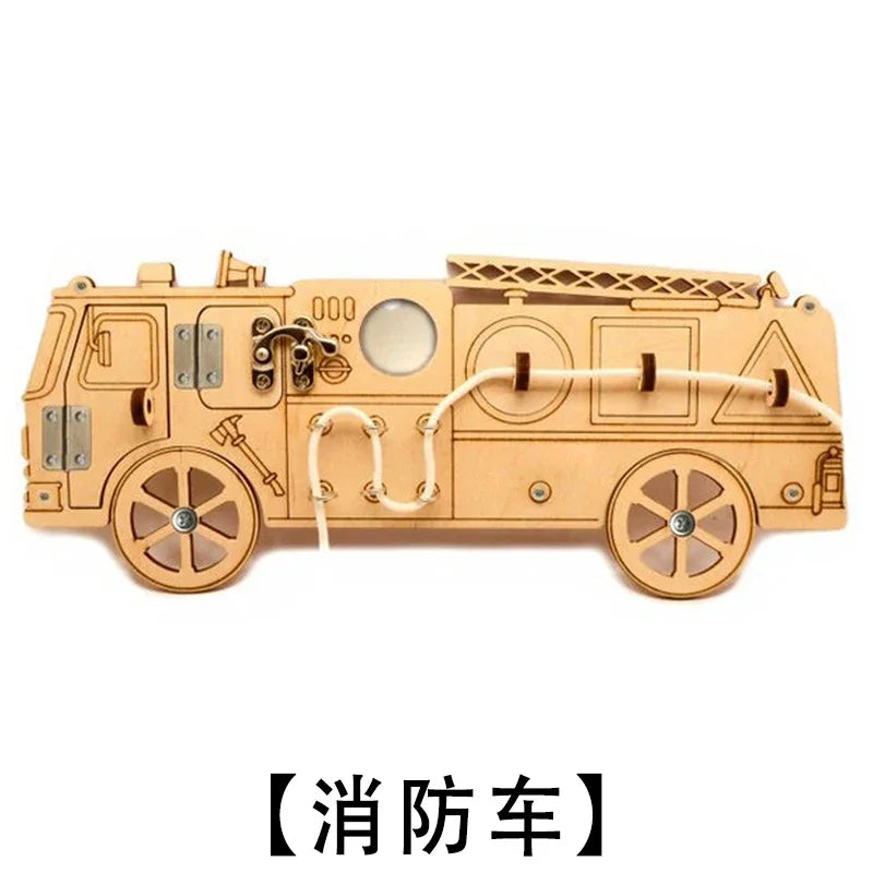 DIY Busy Board Montessori Hot  Air Dalloon Carriage Door Educational Toy Wood Chip Graphic Pairing Wooden Part For Childre Gifts