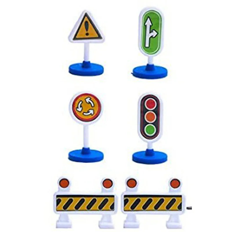 Safety Education Simulation Traffic Lights Toys Toddlers Signpost Gas Station Indicator Warning Car Model Kids Pretend Play Toys