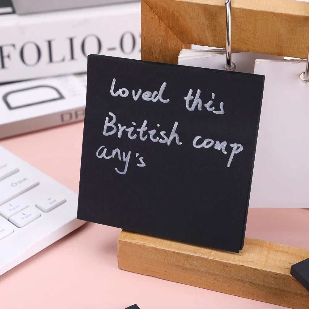 Portable Student Black Sticky Note Pads Office School Stationary Self-Adhesive Sticky Notes Memo Pad Mini Notebooks Reminder