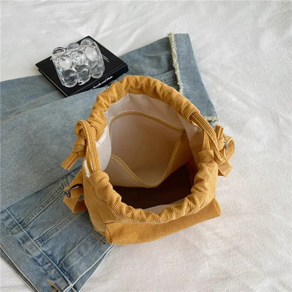 LIVI - 
2025 New Women Bag Middle Shoulder Bag Korean Style Drawstring Bucket Bag Casual Light Youth Crossbody Bag Whole Sale