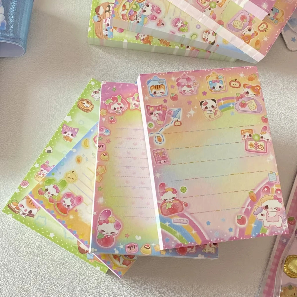 MINKYS 50 Sheets Kawaii Rainbow Bear Memo Pads Paper To Do List Journal Note Paperlaria DIY Material Stationery