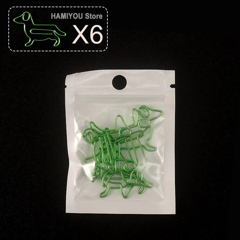 Little Dog Style Paper Clips Binder Clips Bookmarks Tickets Photo Clamp Patchwork Clips Office Binding Supplies silver purpleRed