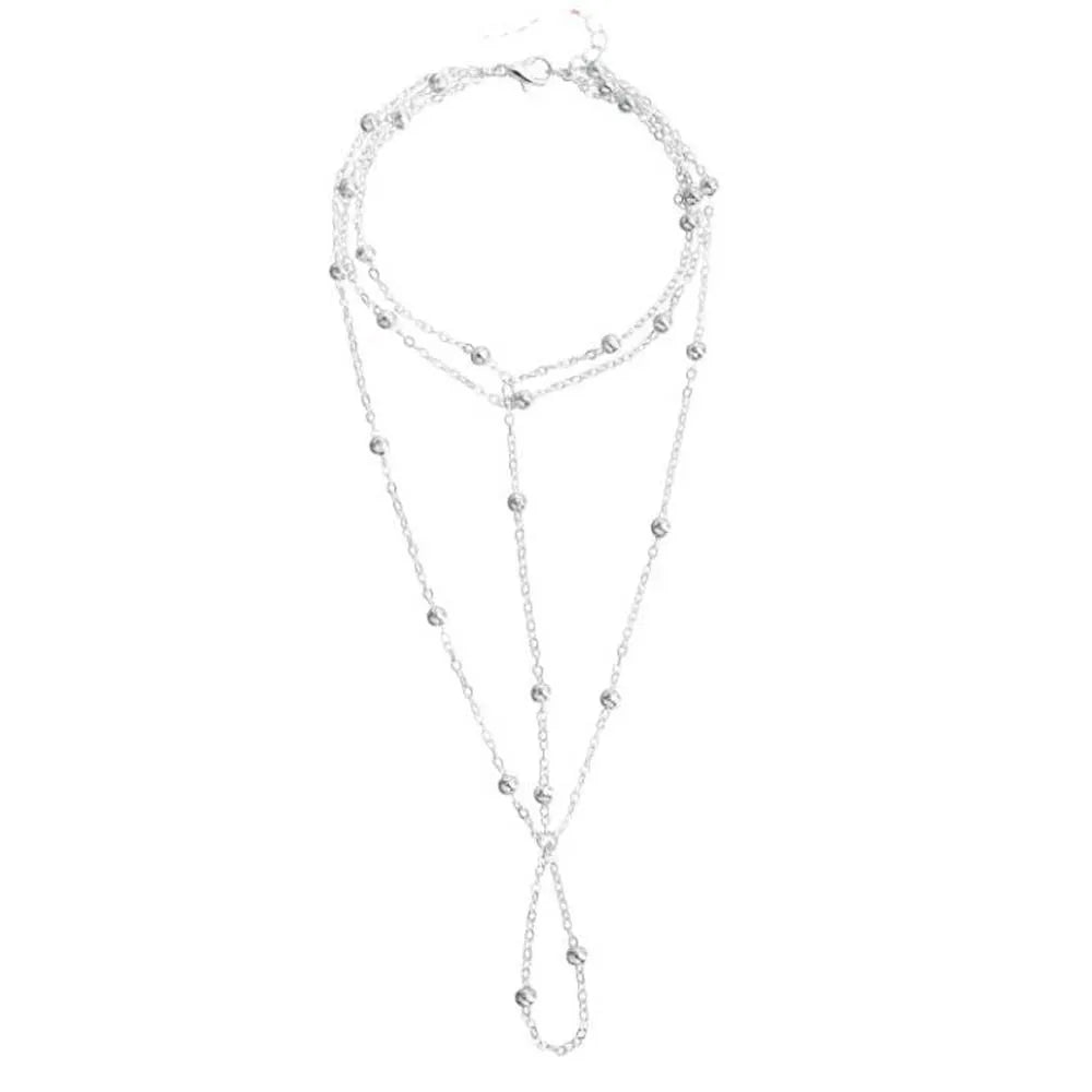 ISLÉA - 
1 simple and stylish multi-layer bead alloy women's ankle chain suitable for parties gatherings beach vacations daily wear