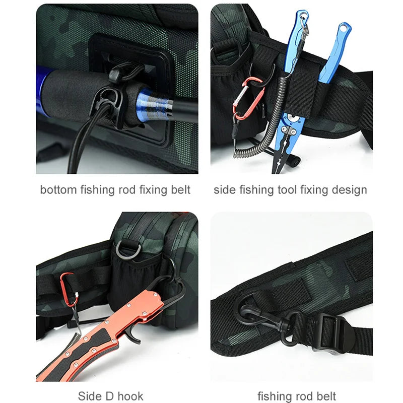 Hardshell  - Fishing Bag Lure Tackle Backpack Men Case with Fihsing Rold Holder Tactical Tool Storage Fish Waist Chest Camping Bag