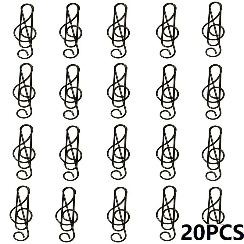 20PCS Music Theme Paper Clips Metal Office Cute Binder Kawaii Stationery Decorative Clips for Organizing And Decoration