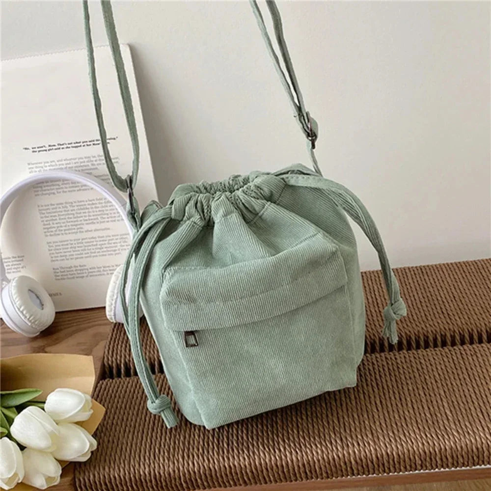 LIVI - 
2025 New Women Bag Middle Shoulder Bag Korean Style Drawstring Bucket Bag Casual Light Youth Crossbody Bag Whole Sale