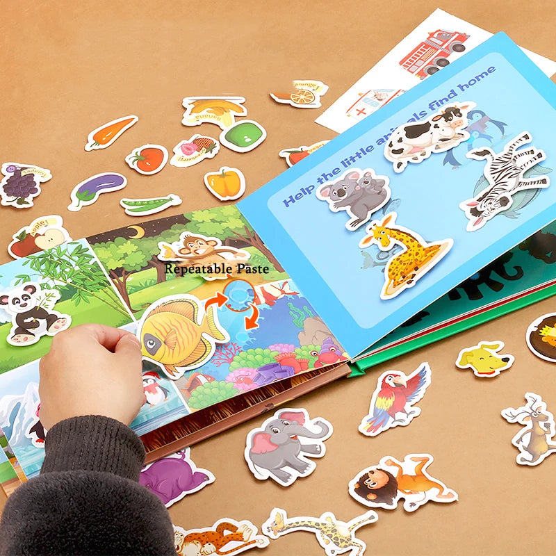 Montessori Baby Busy Book My First Quiet Book Paste Early Learning Education Toy Children Matching Game Toys for Kids 1 2 3 Year