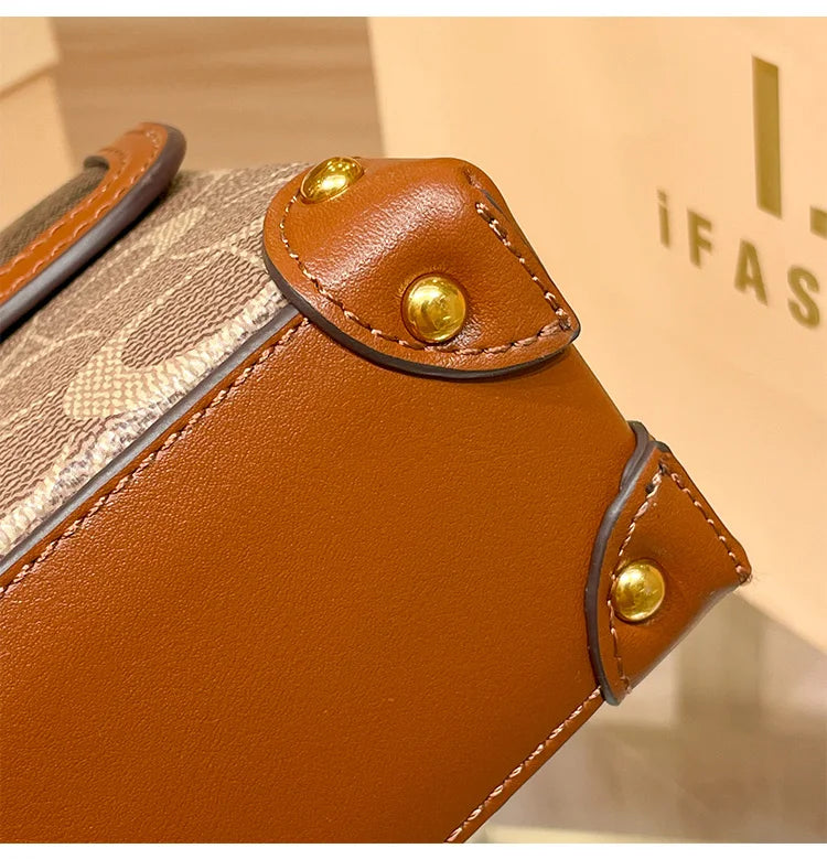 ÉLON - 
New minimalist and fashionable small handbag, contrasting color women's bag, high-end carriage crossbody bag, portable box bag