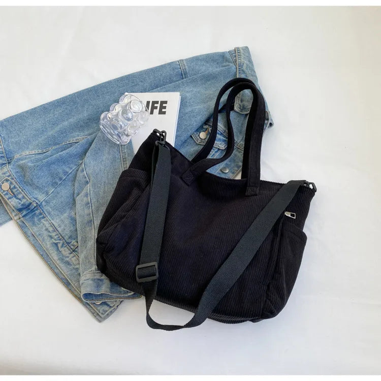 TARO - 
Fashion Versatile Shoulder Bag College Wind Commuting Corduroy Square BagUnisex Large Capacity Leisure Portable Crossbody Bag