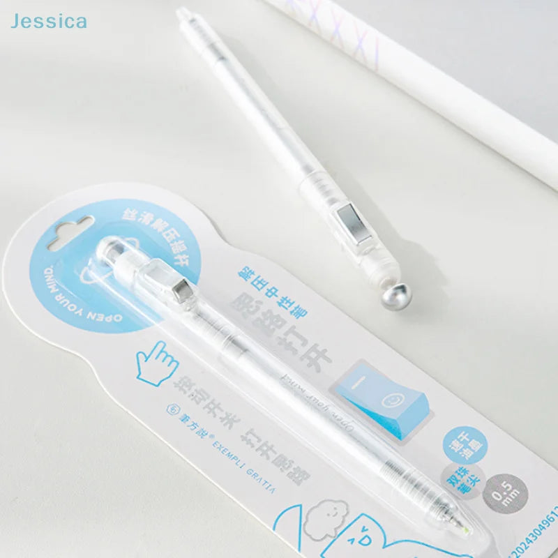 ♥Relax Switch Pen For Exam Prep Fidget Clicker Gel Pen 0.5mm Smooth Writing, Anti-Anxiety Study Tool For School Students Office