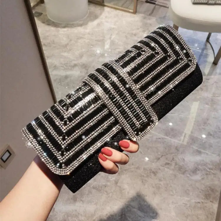 Lunara - 
Factory Direct Sales Stick Diamond Three Discount Dinner Bag Hand Armpit Chain Wedding Party Crystal Evening Clutch Bag