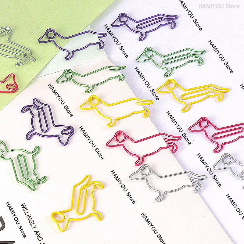 Little Dog Style Paper Clips Binder Clips Bookmarks Tickets Photo Clamp Patchwork Clips Office Binding Supplies silver purpleRed