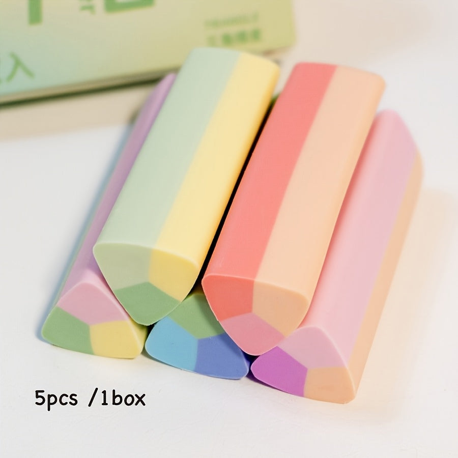 5pcs Multi-Color Triangular Erasers, No-Mark Kneadable Eraser for Writing, Drawing & Sketching – Perfect Office Supplies and Back-to-School Gift, Macaron-Shaped Detailing Tool, High-Quality Art & School Essentials, Mini Era