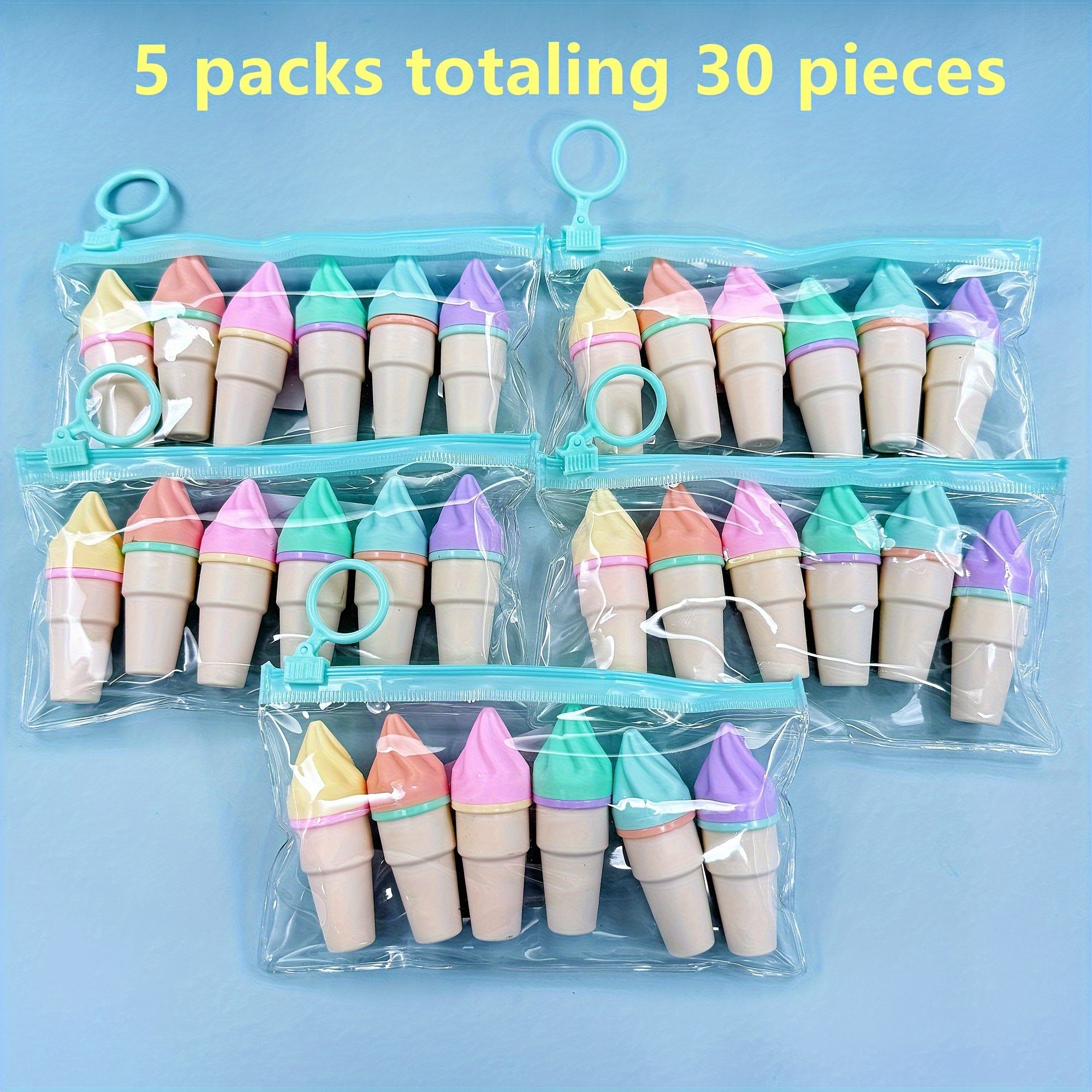 30/60pcs Sweet Cone Highlighter Pens - Vibrant Water-Based Ink Markers, Compact & Portable with Elastic Closure, 5 Assorted Colors for Journaling, Doodling, Note-Taking - School, Office Supplies, Classroom Rewards, Holiday Gi
