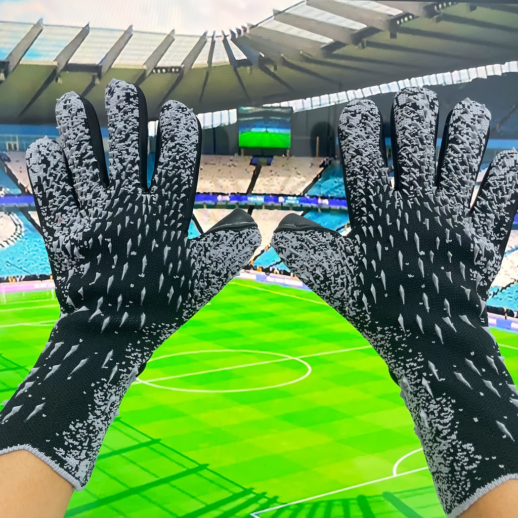 1 Pair Thick 3.5MM Soccer Goalkeeper Gloves | Soft Latex Material, Unisex Outdoor Sports Training Gloves, Knit Fabric, All-season Use