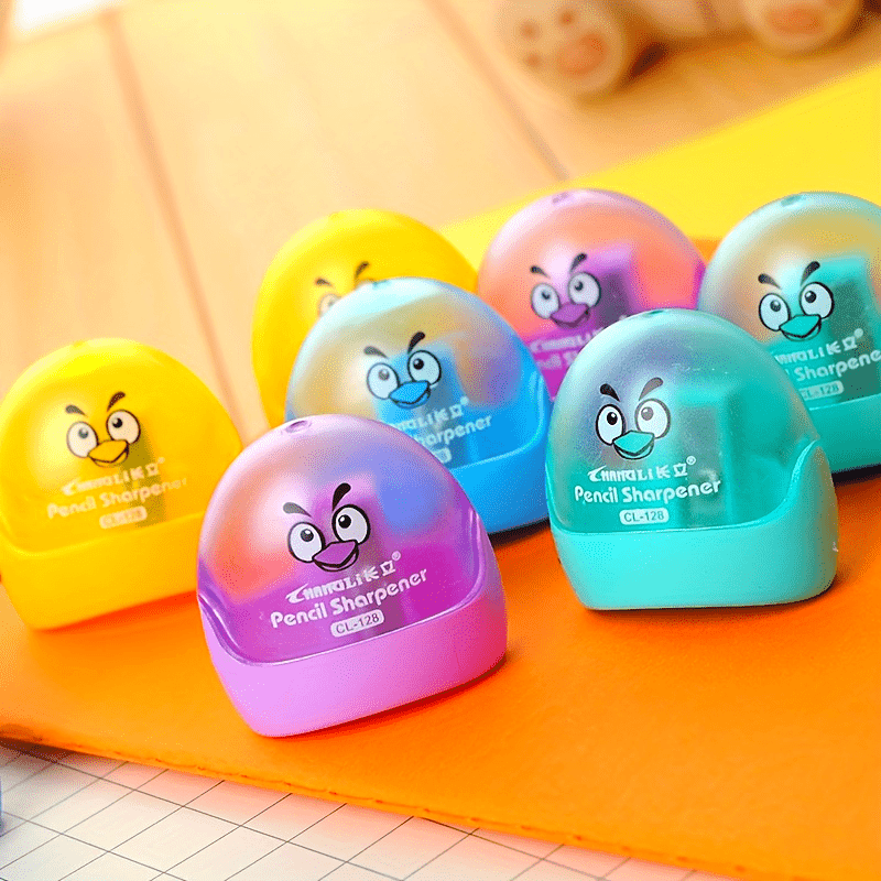 4pcs Manual Pencil Sharpener - Fun Chick Characteristic Pencil Sharpener Single Hole Compact Handheld Design, Suitable for Students, Classroom, and Home Office