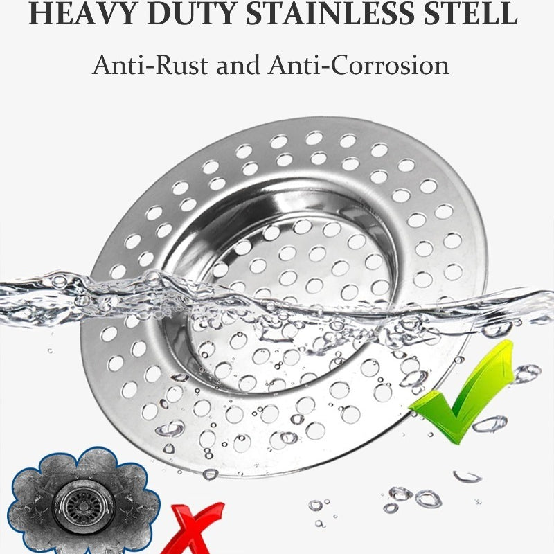 4pcs 304 Stainless Steel Sink Drain Plug & Strainer - Heavy-Duty Hair/Food Catcher, Drain Protector for Shower, Bathtub, Sinks - Easy-Clean Clog, Compatible with Bathroom & Kitchen Drains (4pcs)