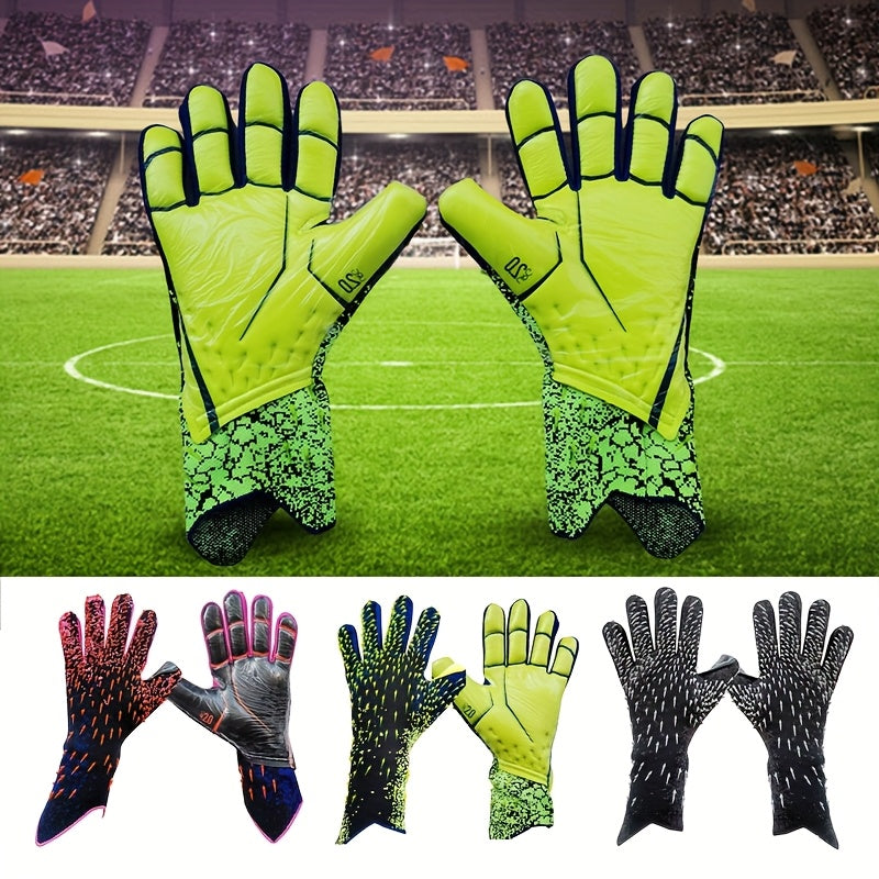 1 Pair Thick 3.5MM Soccer Goalkeeper Gloves | Soft Latex Material, Unisex Outdoor Sports Training Gloves, Knit Fabric, All-season Use